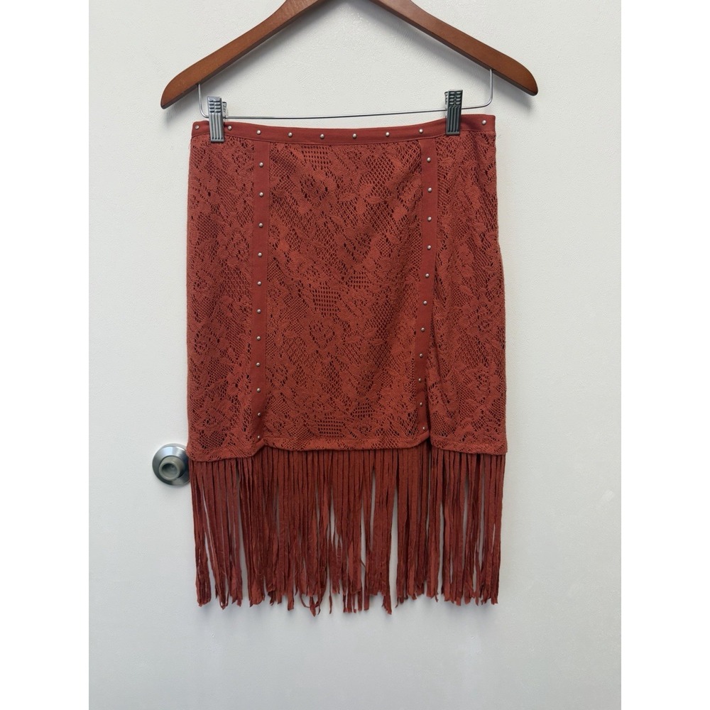 Idyllwind Fueled by Miranda Lambert Faux Suede Fringed Skirt M Western‎ Festival